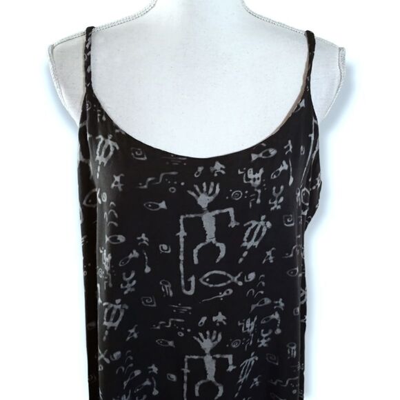 VINTAGE EASTERN SUN BLACK TRIBAL PINK SLIP DRESS SZ.M EUC - Picture 2 of 7